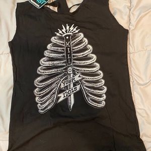 New w tags skull skeleton too fast punk goth slits